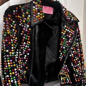 Azalea Wang Rainbow Studded Faux  Leather Jacket from Akira